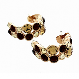 Oorbellen Ring Bruin/Beige